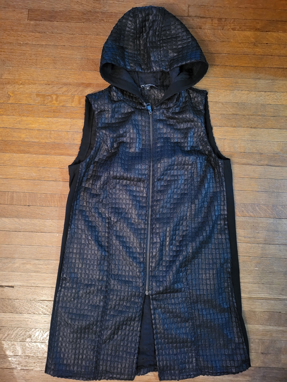 Picadilly Fashion Black Quilted Hooded Long Vest